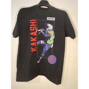 Naruto Shippuden Kakashi Mens T-Shirt Black Anime Graphic Tee Size L
